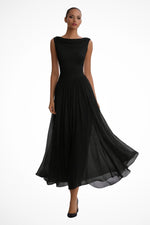 Annika Sleeveless Cowl Neck Pleated Midi Dress