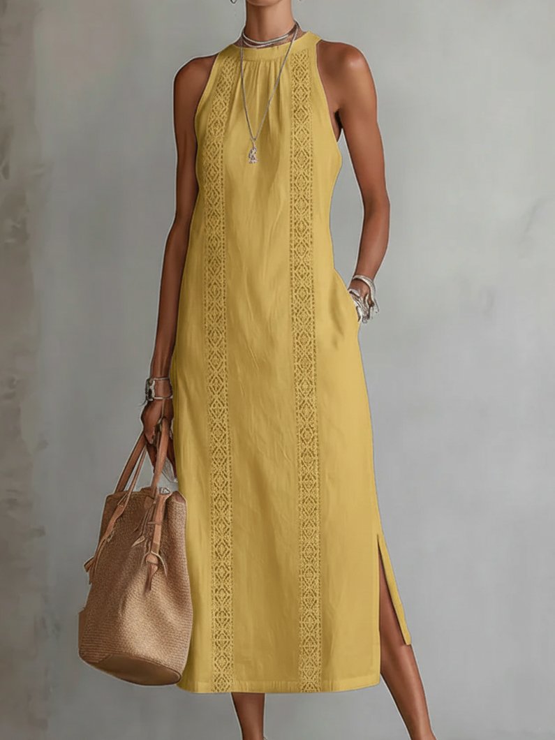 Elfriede Sleeveless Embroidered Midi Dress