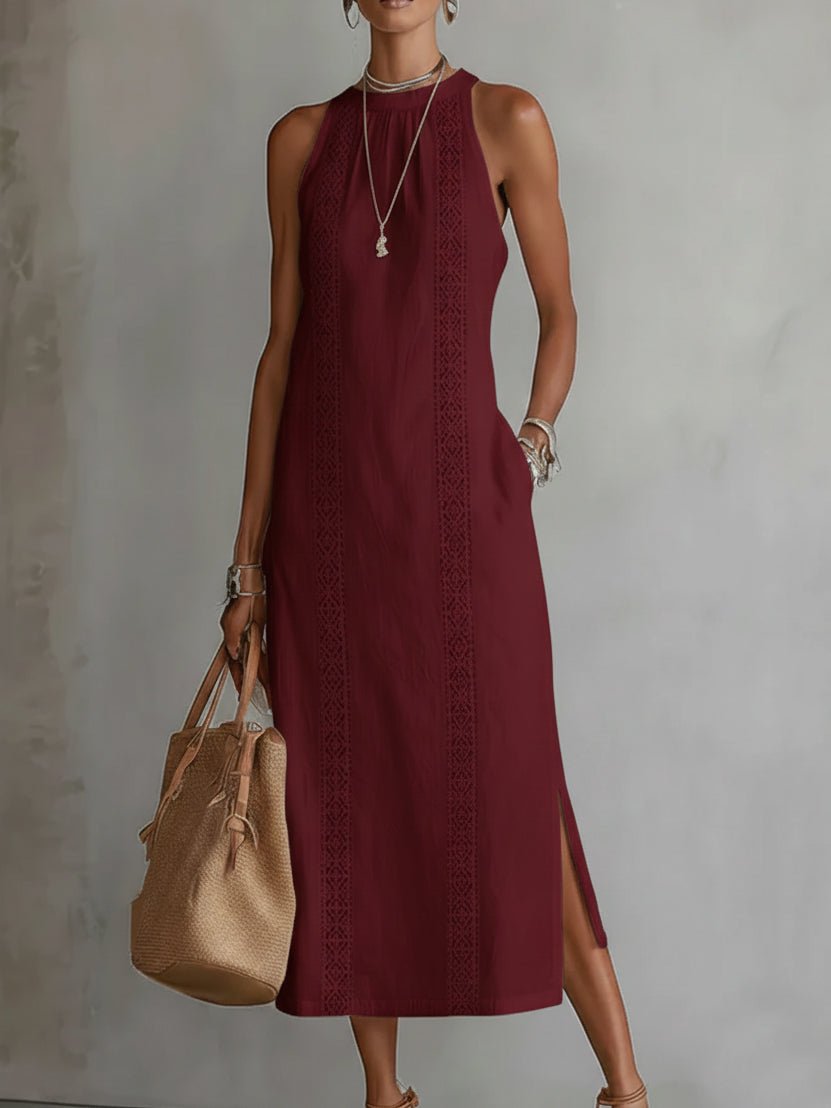 Elfriede Sleeveless Embroidered Midi Dress