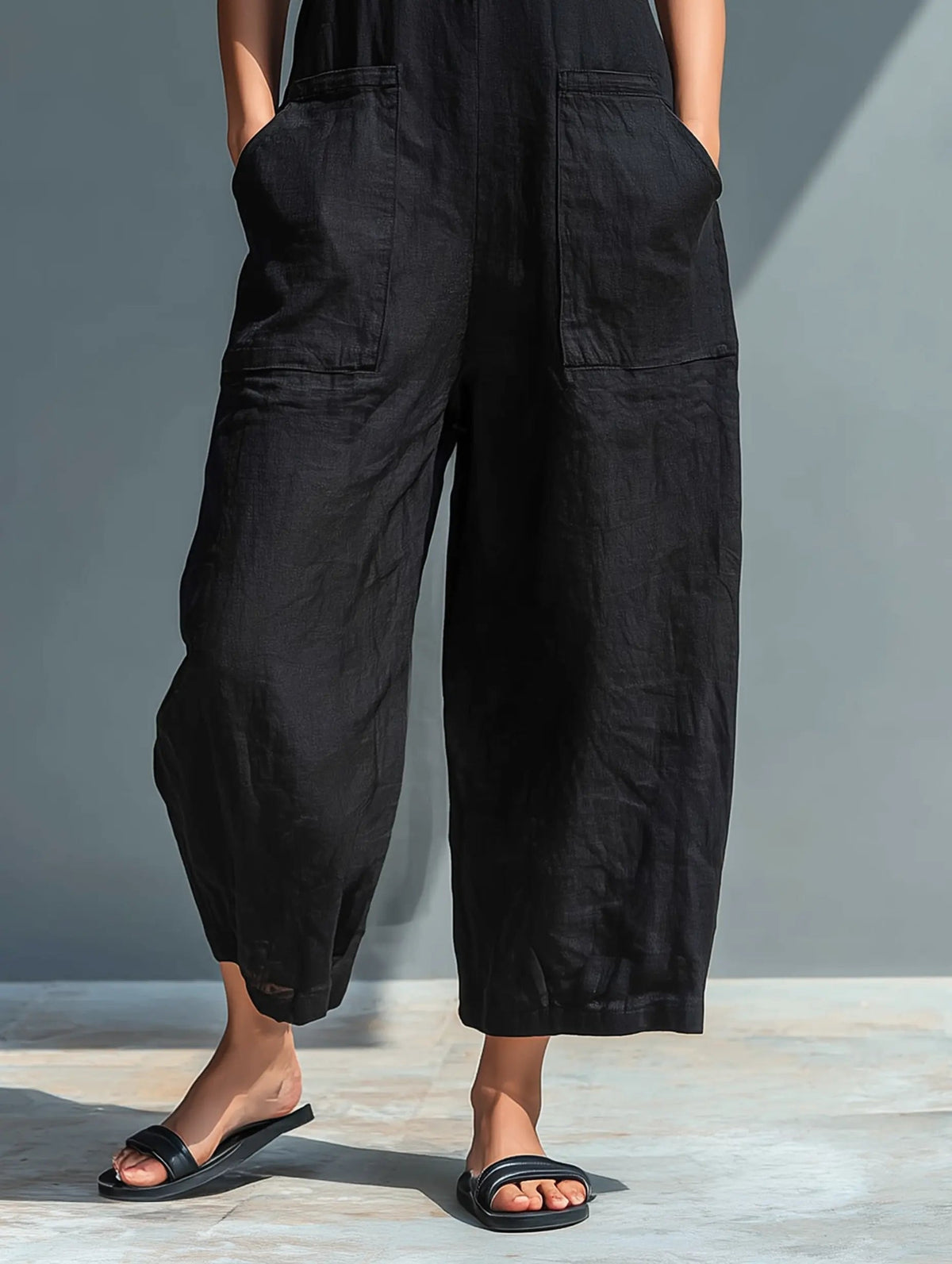 Annika Sleeveless Linen Button-Up Jumpsuit