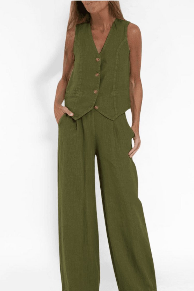 Charlotte Sleeveless Vest and Wide-Leg Pant Set