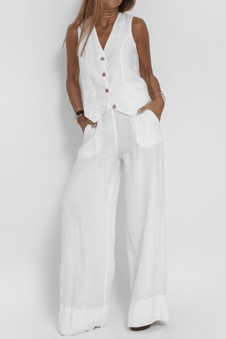 Charlotte Sleeveless Vest and Wide-Leg Pant Set