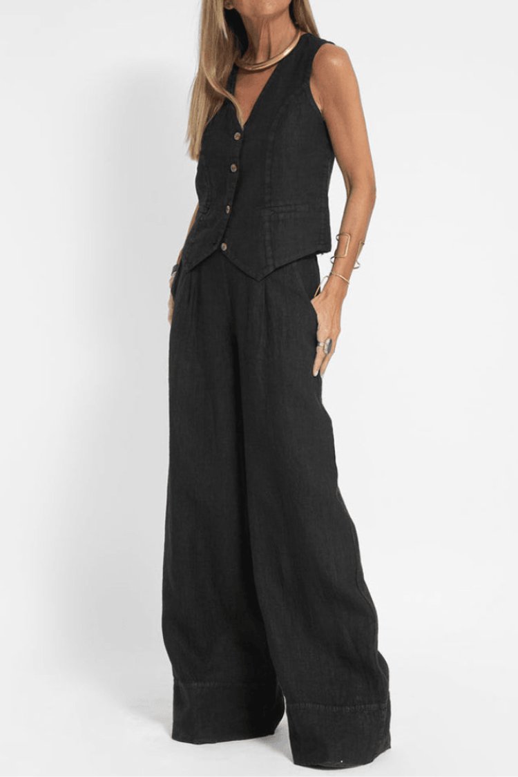 Charlotte Sleeveless Vest and Wide-Leg Pant Set