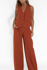 Charlotte Sleeveless Vest and Wide-Leg Pant Set