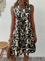 Katharina Sleeveless Tropical Print A-Line Summer Dress