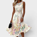 Charlotte Sleeveless Floral A-Line Midi Dress
