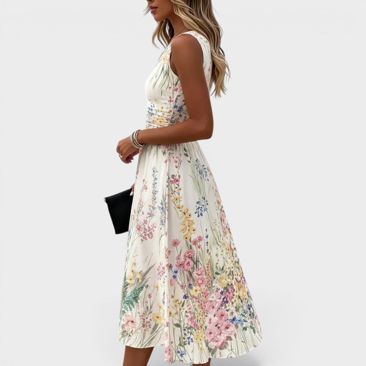 Charlotte Sleeveless Floral A-Line Midi Dress