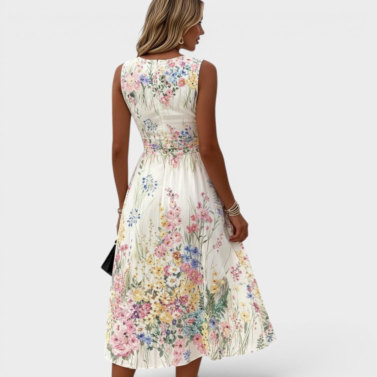 Charlotte Sleeveless Floral A-Line Midi Dress