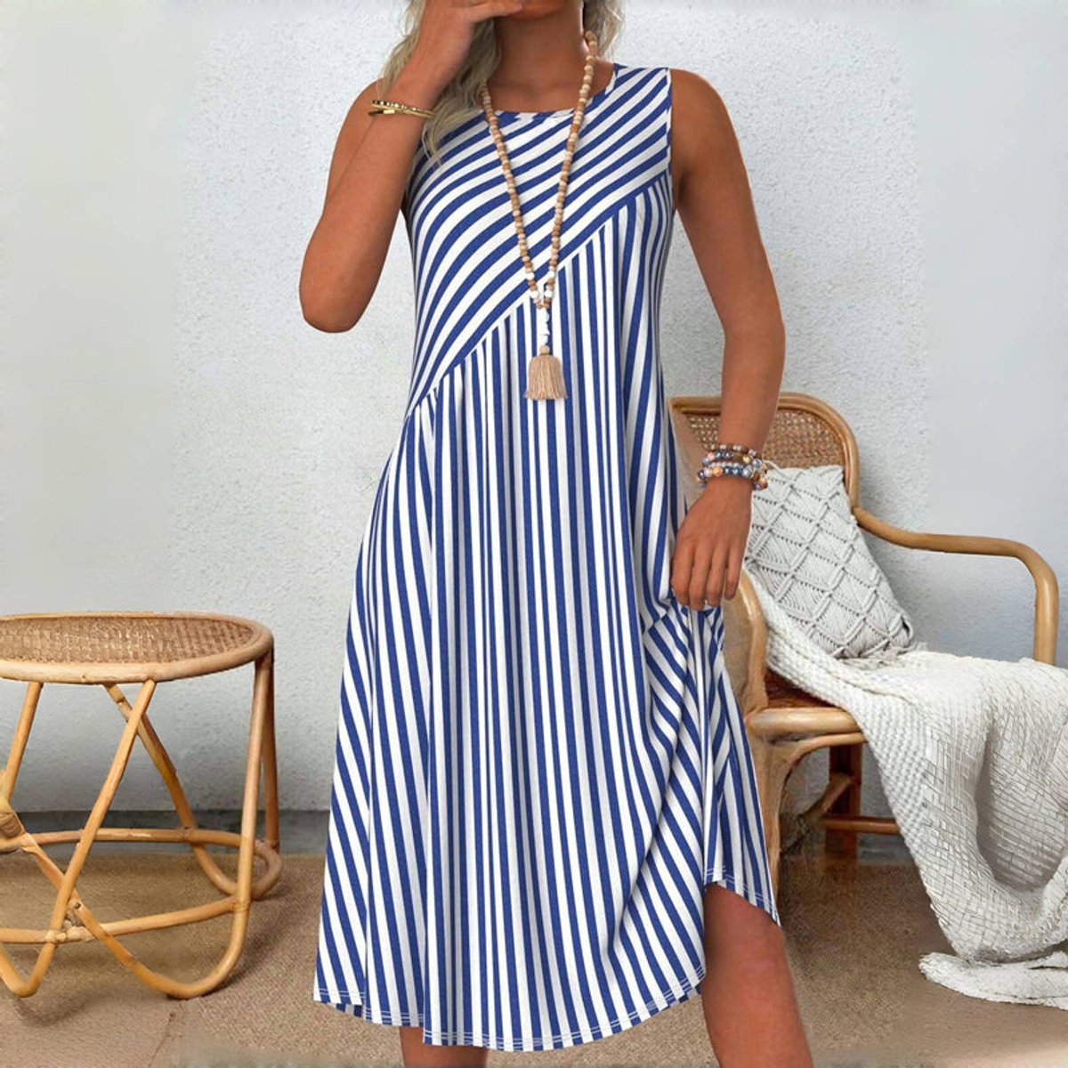 Marie Sleeveless Striped Summer Dress