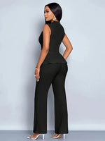 Johanna Peplum Wrap Top and Flare Pants Set