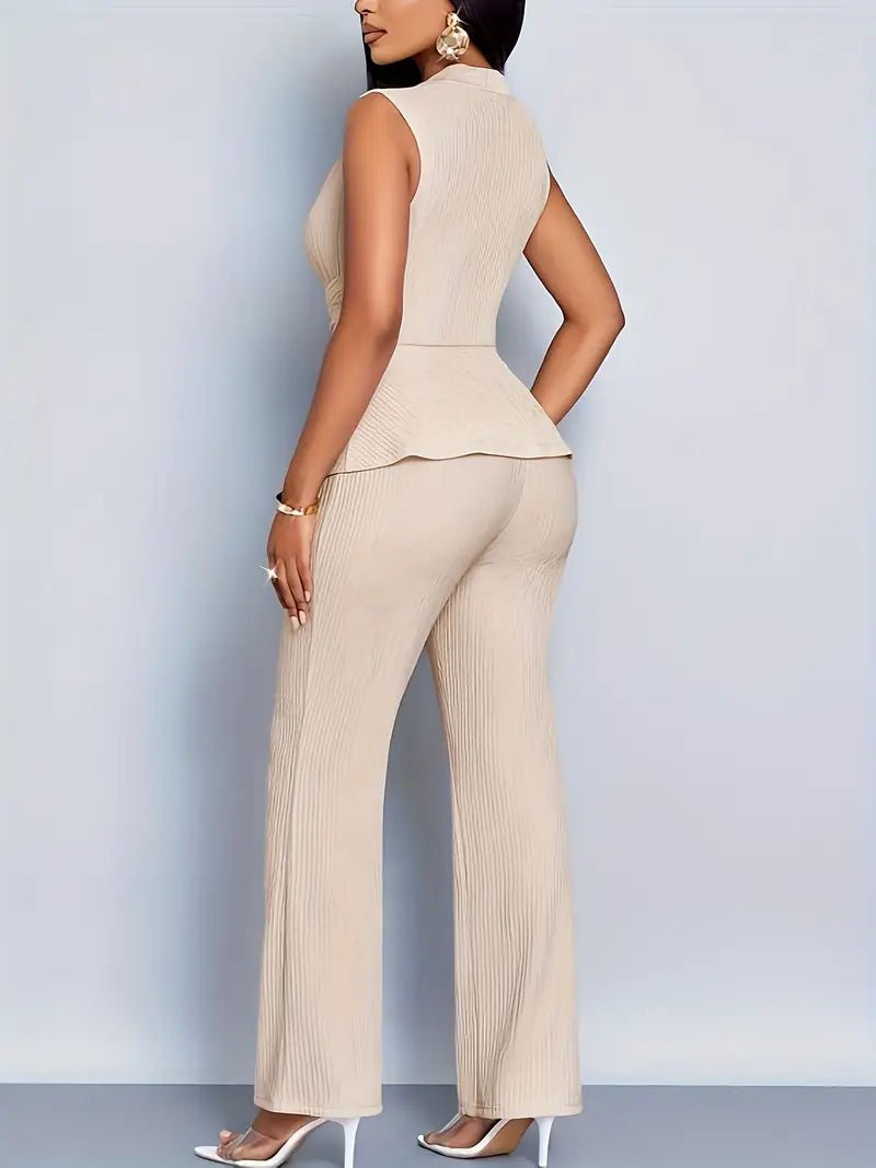 Johanna Peplum Wrap Top and Flare Pants Set