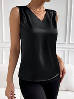 Clara Sleeveless Satin V-Neck Top