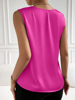 Clara Sleeveless Satin V-Neck Top