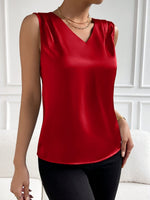 Clara Sleeveless Satin V-Neck Top