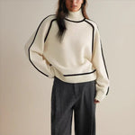Sophie Oversized Turtleneck Sweater with Contrast Stripes