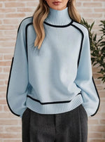 Sophie Oversized Turtleneck Sweater with Contrast Stripes