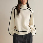 Sophie Oversized Turtleneck Sweater with Contrast Stripes