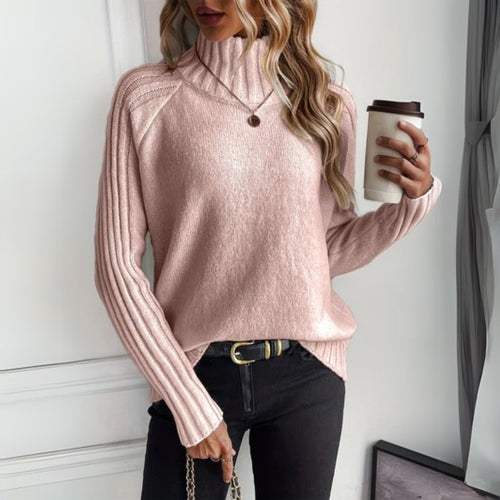 Lena Ribbed Sleeve Turtleneck Sweater