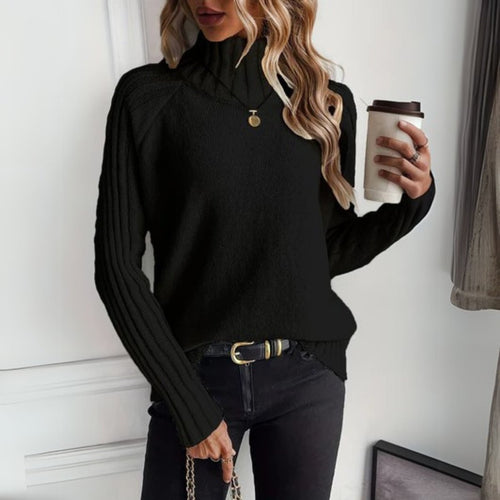 Lena Ribbed Sleeve Turtleneck Sweater