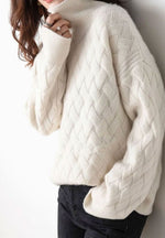 Katharina Cable Knit Cashmere Turtleneck Sweater