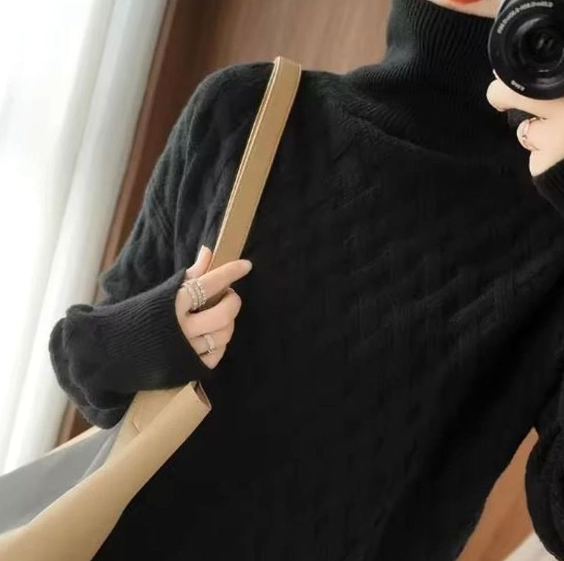 Katharina Cable Knit Cashmere Turtleneck Sweater