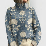 Annika Floral Relaxed-Fit Turtleneck Sweater