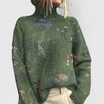 Annika Floral Relaxed-Fit Turtleneck Sweater