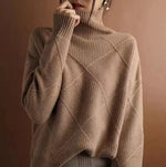Greta Diamond Knit Turtleneck Sweater