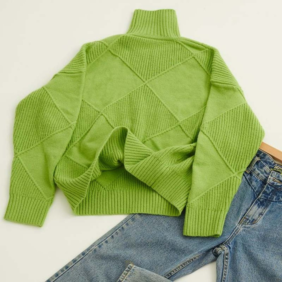 Greta Diamond Knit Turtleneck Sweater
