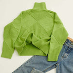 Greta Diamond Knit Turtleneck Sweater