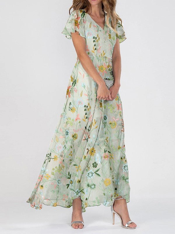 Clara Floral V-Neck Maxi Dress