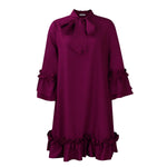 Annika Ruffle Tunic Mini Dress with Bow Collar