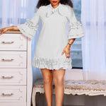 Annika Ruffle Tunic Mini Dress with Bow Collar