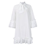 Annika Ruffle Tunic Mini Dress with Bow Collar