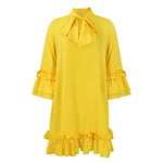 Annika Ruffle Tunic Mini Dress with Bow Collar