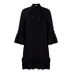 Annika Ruffle Tunic Mini Dress with Bow Collar