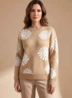 Emilia Floral Intarsia Crewneck Knit Sweater Relaxed Fit