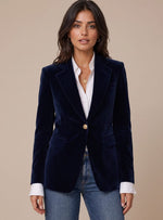Elisabeth Velvet Blazer with Gold Buttons Slim Fit