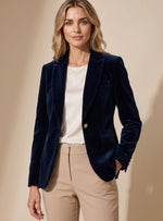 Elisabeth Velvet Blazer with Gold Buttons Slim Fit