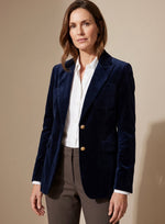 Elisabeth Velvet Blazer with Gold Buttons Slim Fit