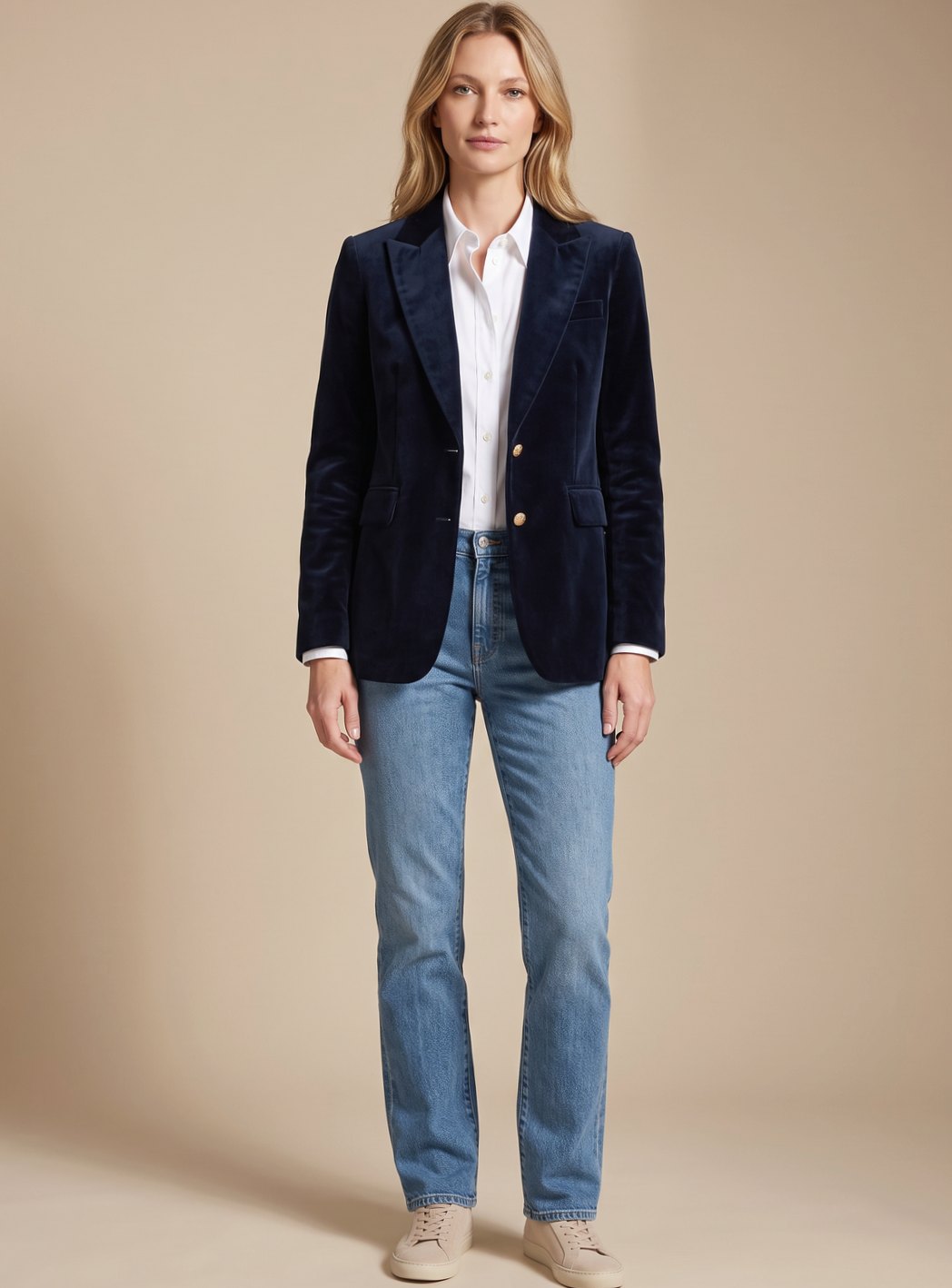 Elisabeth Velvet Blazer with Gold Buttons Slim Fit