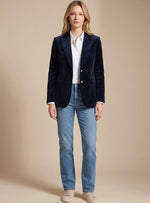 Elisabeth Velvet Blazer with Gold Buttons Slim Fit