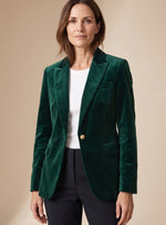 Elisabeth Velvet Blazer with Gold Buttons Slim Fit