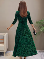 Nora Floral Embossed Velvet A-Line Midi Dress