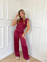 Clara Sleeveless Satin Wide-Leg Jumpsuit