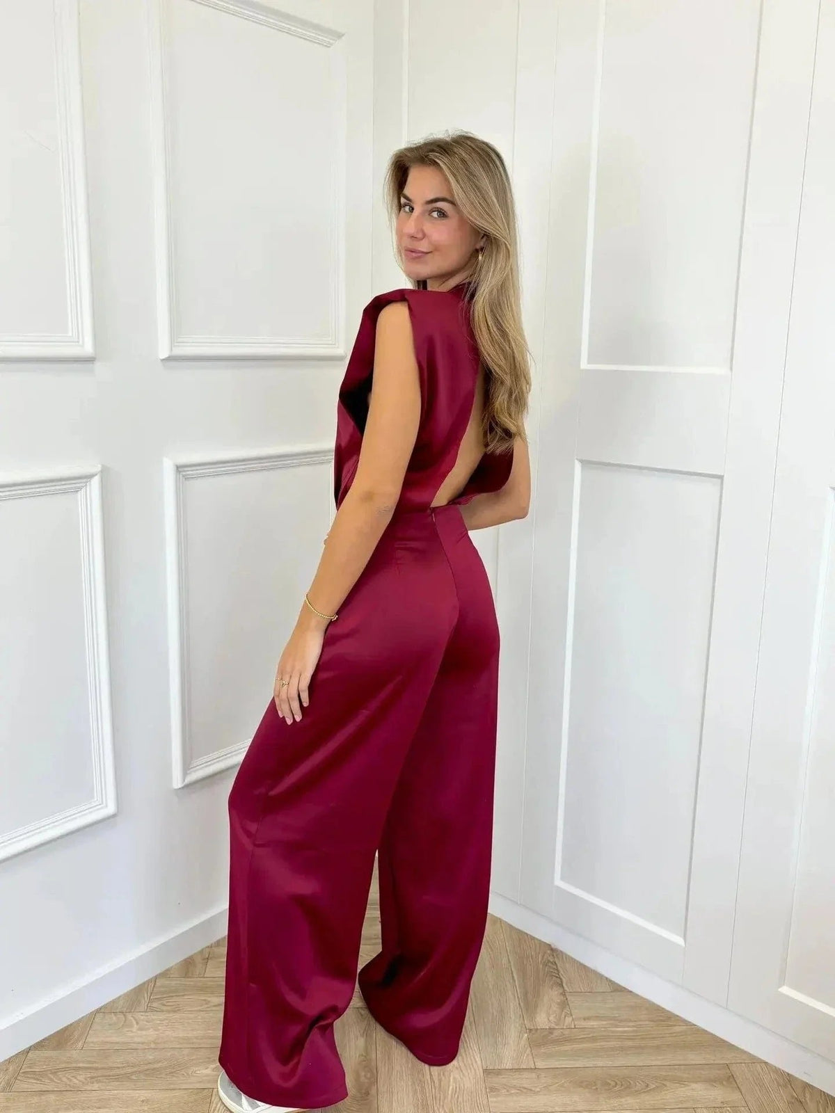 Clara Sleeveless Satin Wide-Leg Jumpsuit