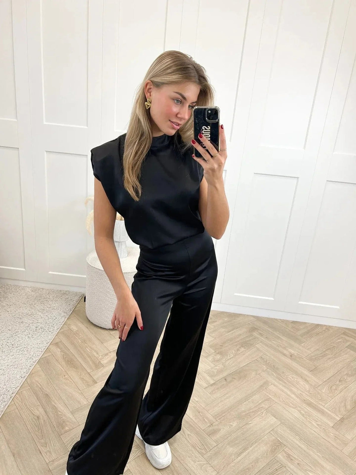 Clara Sleeveless Satin Wide-Leg Jumpsuit