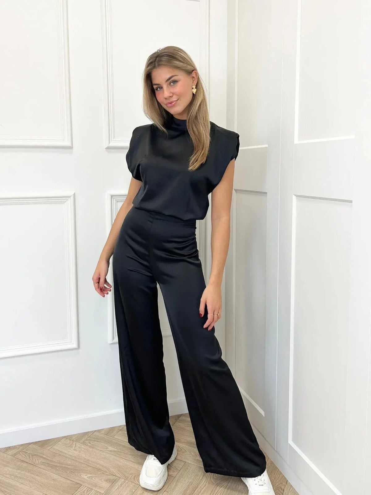 Clara Sleeveless Satin Wide-Leg Jumpsuit