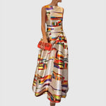 Lena Satin Sleeveless Abstract A-Line Maxi Dress