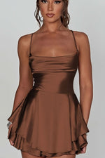 Amelie Satin Backless Ruched Mini Dress
